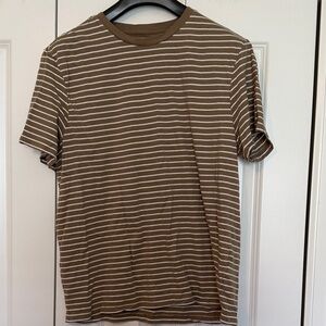 H&M Short Sleeve Tee in Brown with White Stripes